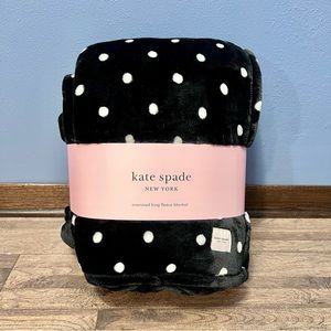 Kate Spade KING Black White Polka Dots Fleece Blanket Throw Larabee Dot - Main Image